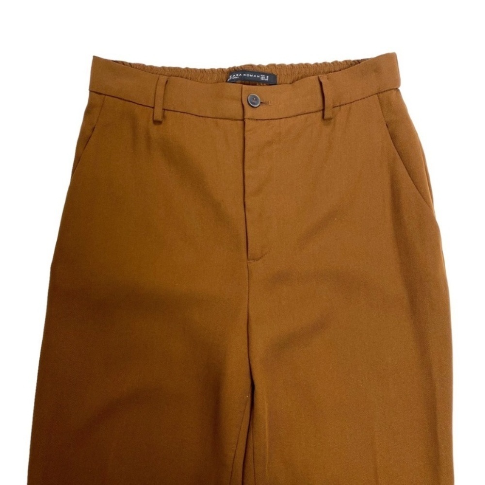 ZARA Classic Slim Fit Ankle Trouser Pants in Russet Brown Size S - Picture 3 of 9